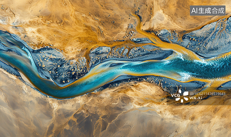 【AI数字艺术】河流弯曲河道曲折纹理图片素材