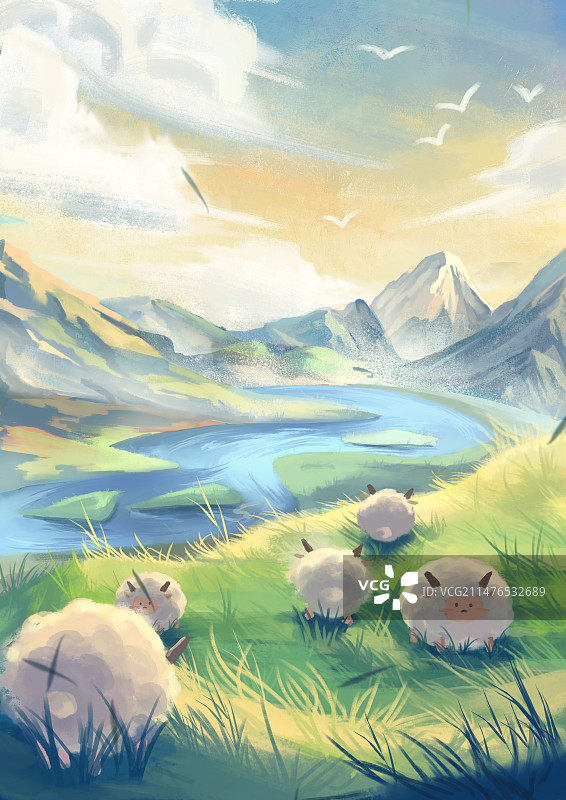 草原 羊图片素材