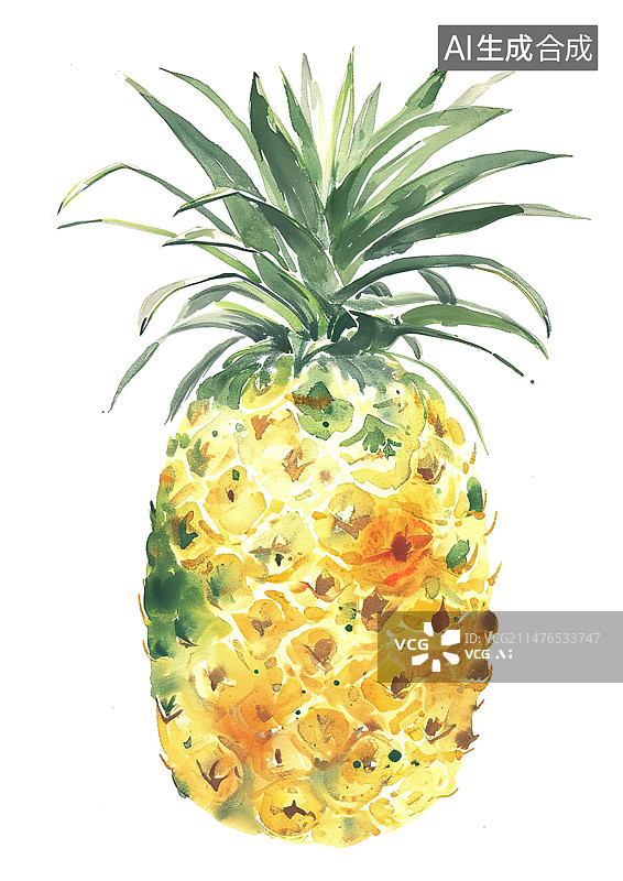 【AI数字艺术】白色背景下的菠萝特写镜头图片素材