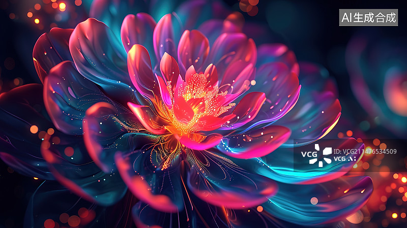 【AI数字艺术】粉红色花朵上的雨滴特写镜头图片素材