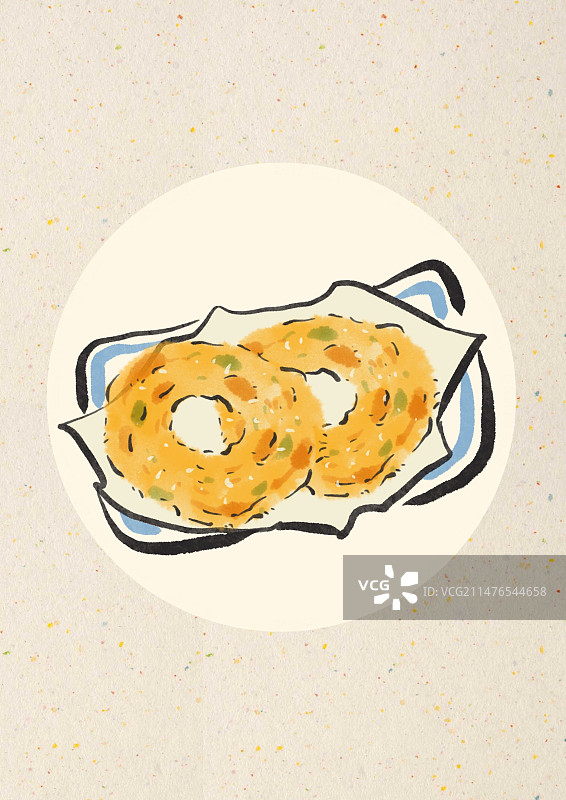 水墨风武汉美食插画-面窝图片素材