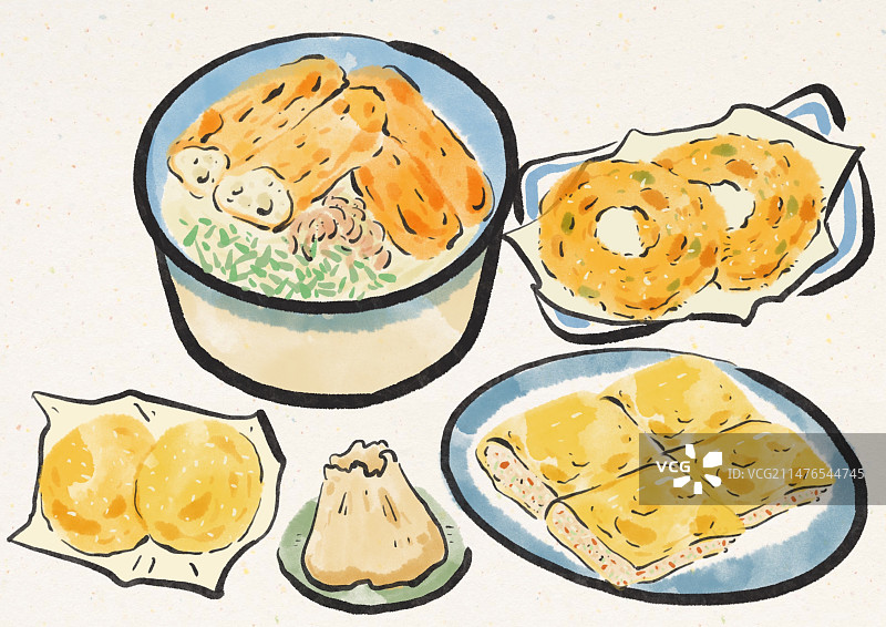 水墨风武汉美食插画图片素材