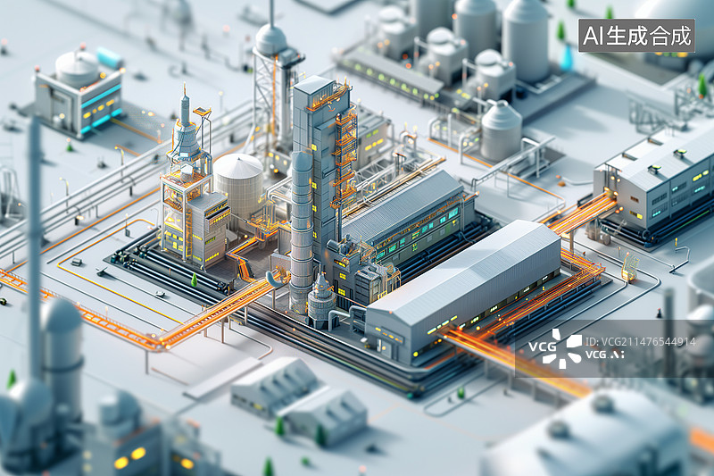 【AI数字艺术】智能制造工厂生产流程图片素材