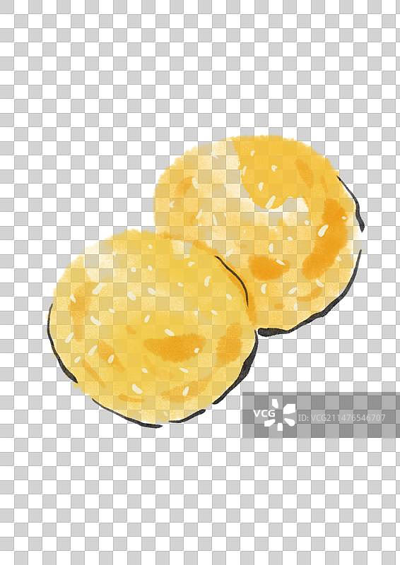 水墨风武汉美食插画元素-欢喜坨图片素材