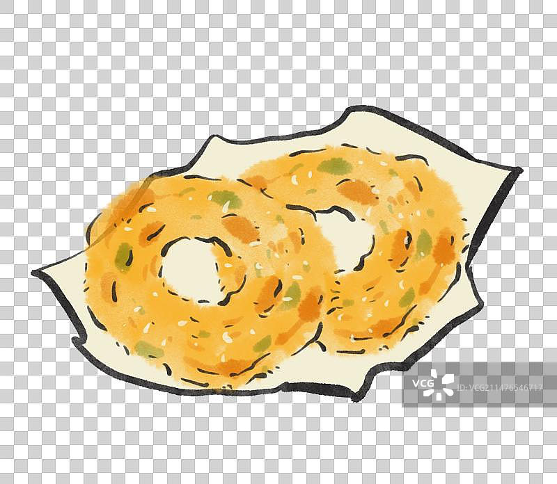 水墨风武汉美食插画元素-面窝图片素材