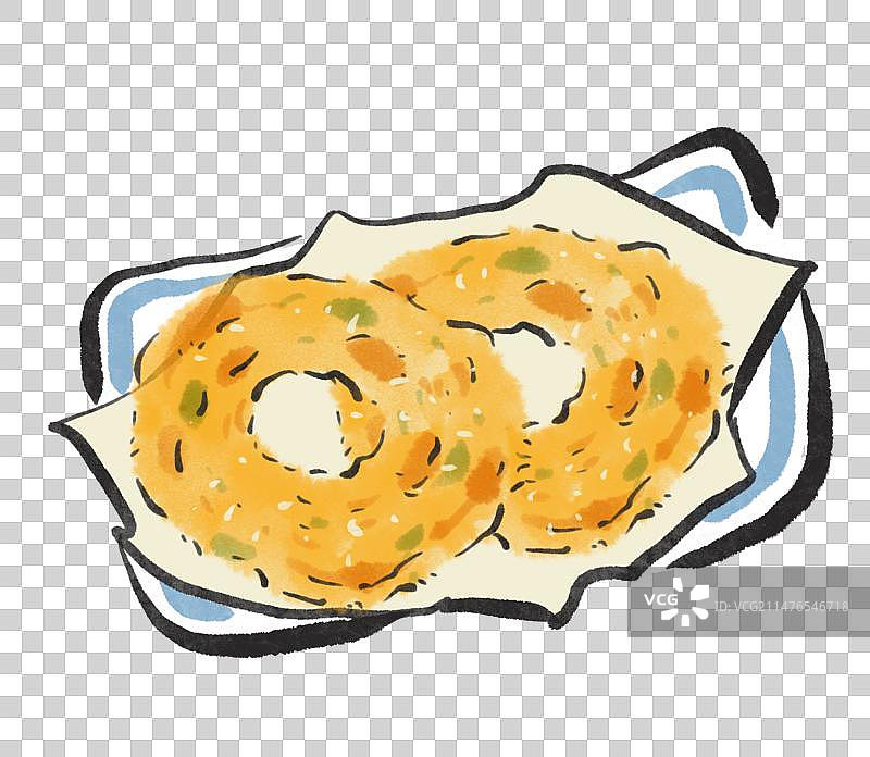 水墨风武汉美食插画元素-面窝图片素材