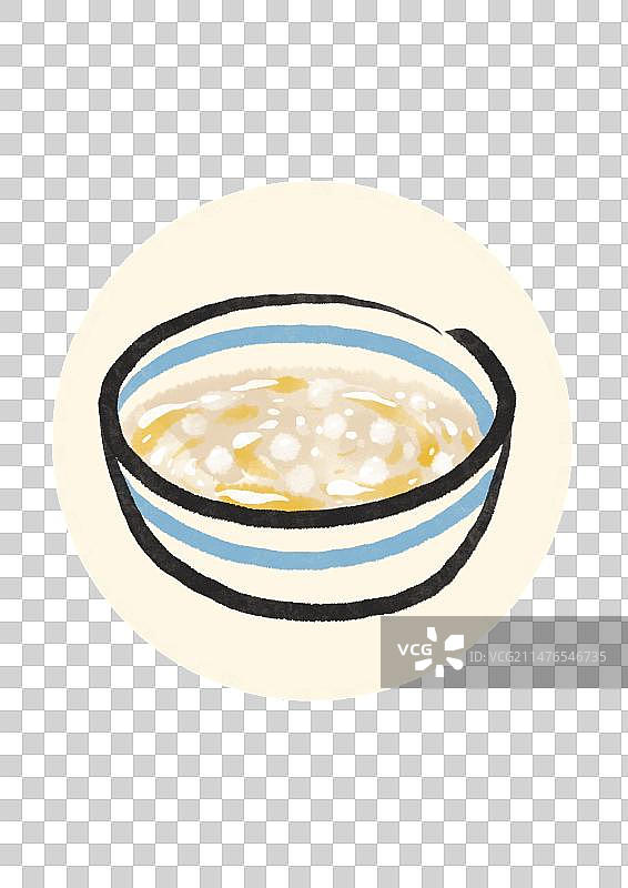 水墨风武汉美食插画元素-蛋花米酒图片素材