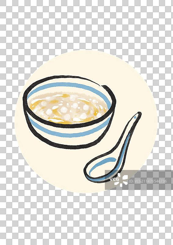 水墨风武汉美食插画元素-蛋花米酒图片素材