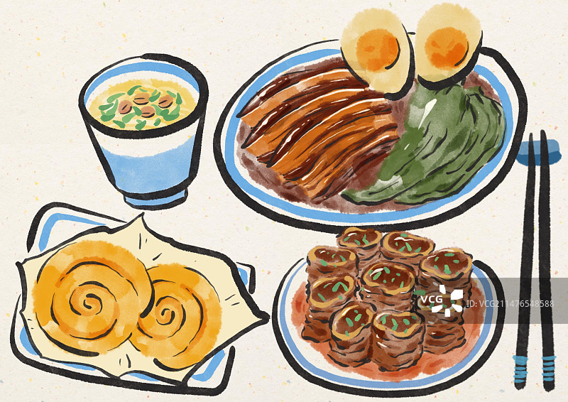 水墨风济南美食插画图片素材