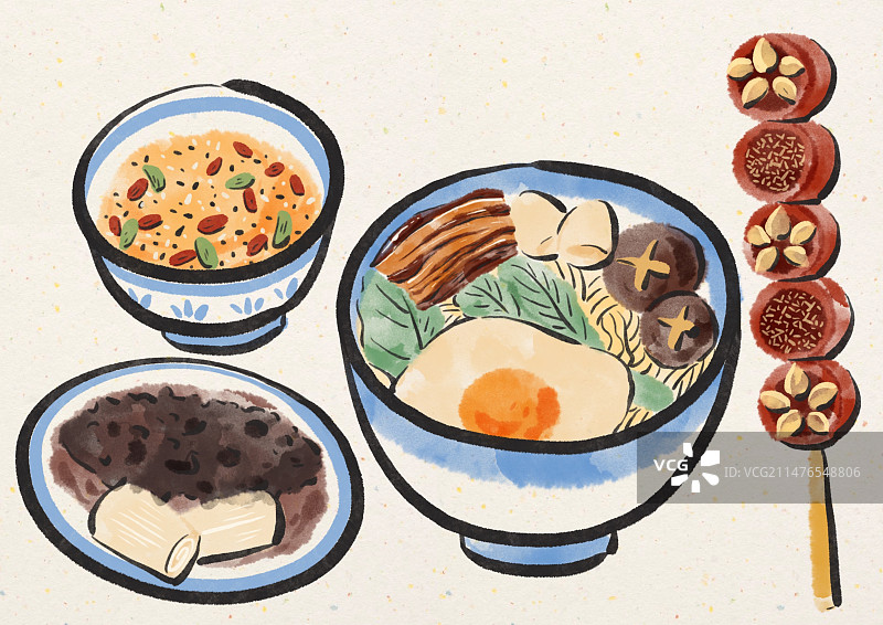 水墨风济南美食插画图片素材