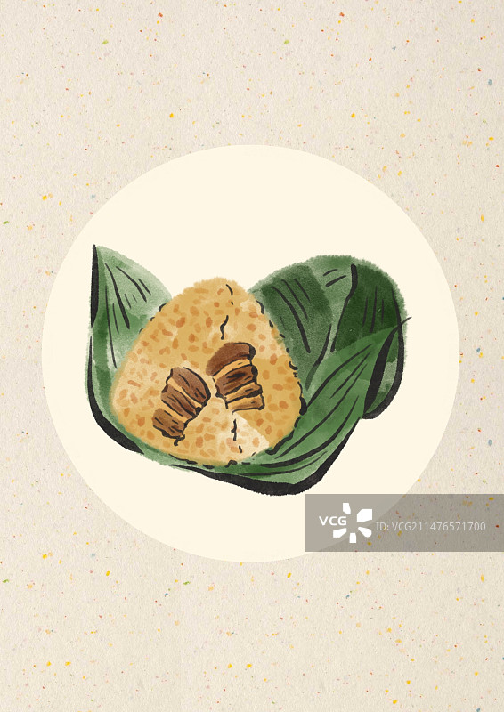 水墨风厦门美食插画-烧肉粽图片素材