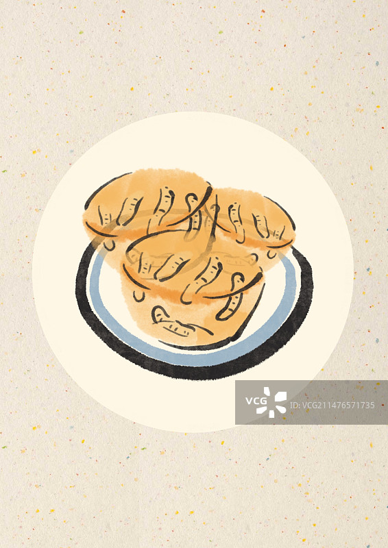 水墨风厦门美食插画-土笋冻图片素材