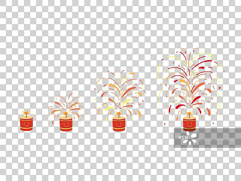 新年燃放的烟花手绘插画图片素材