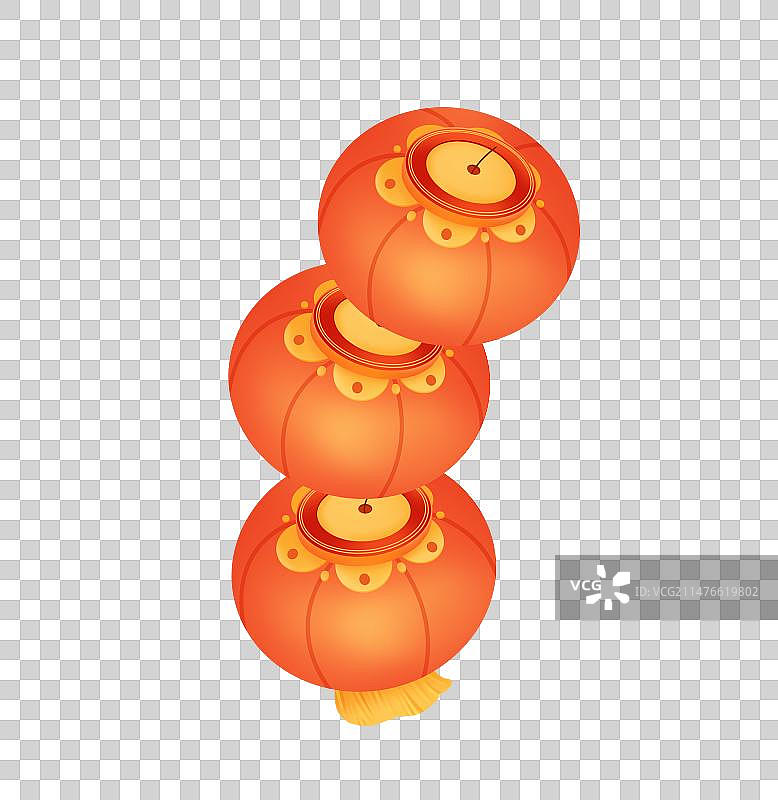 三个灯笼插画元素图片素材