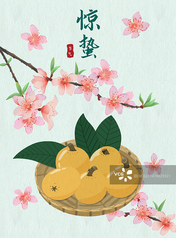 二十四节气惊蛰插画海报模版图片素材