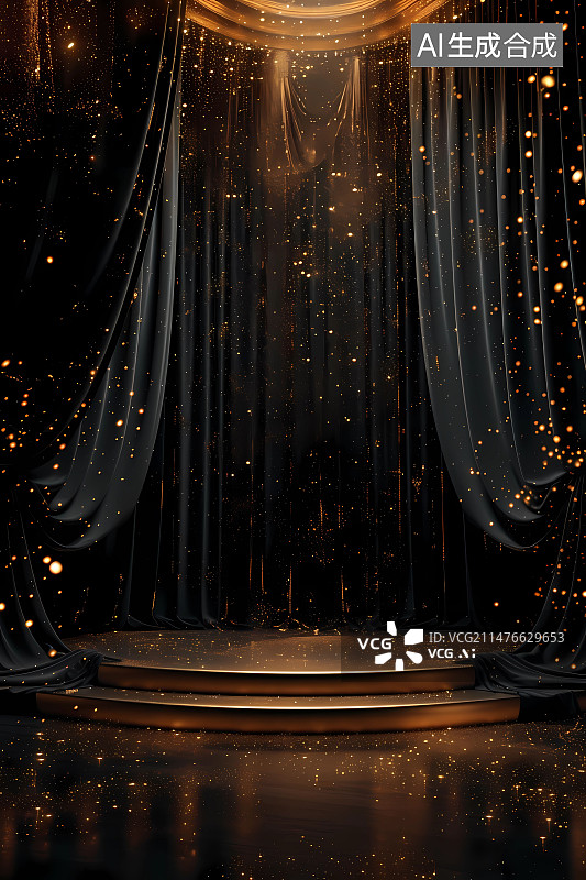 【AI数字艺术】背景与照明的金色聚光灯图片素材
