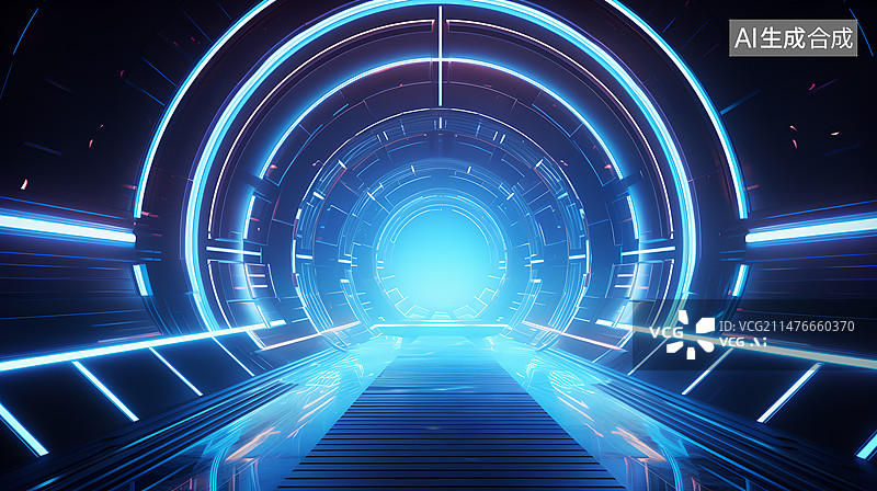 【AI数字艺术】未来时空隧道概念插图图片素材