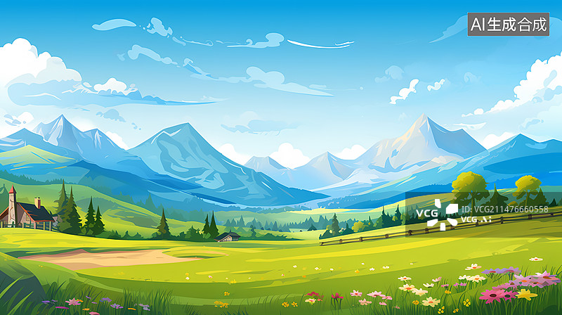 【AI数字艺术】春天自然场景插画图片素材