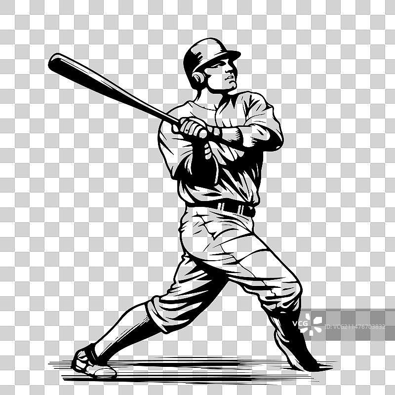 棒球运动员抽象剪影图片素材