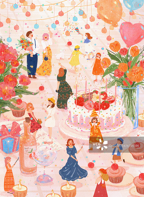 大家一起快乐的庆祝party晚宴生日图片素材