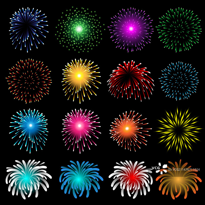 黑色背景上的绚丽烟花图片素材