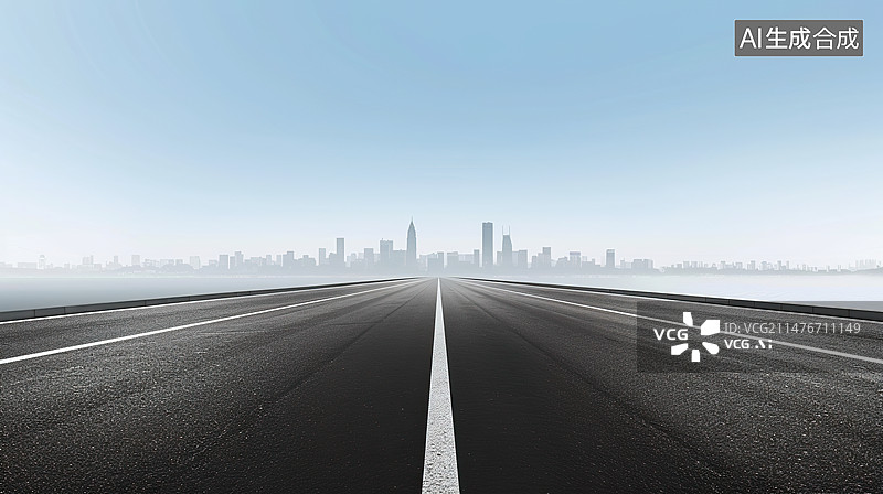 【AI数字艺术】笔直的柏油路面城市背景汽车广告背景图图片素材
