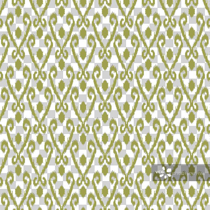 鲜艳的绿白伊卡特花纹图片素材