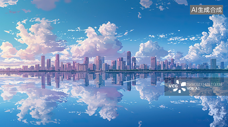 【AI数字艺术】城市天际线建筑金融区图片素材