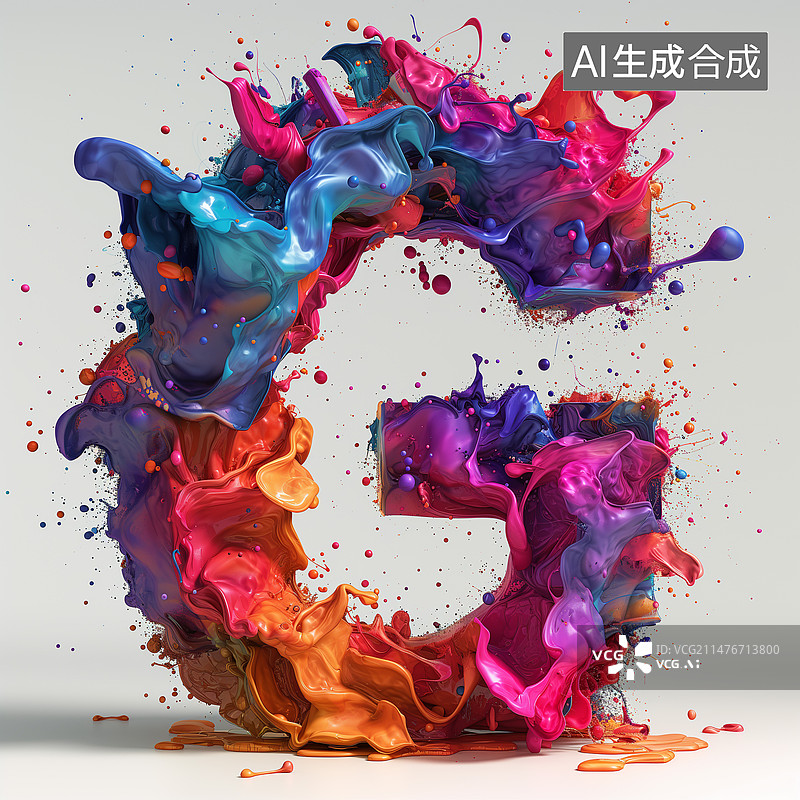 【AI数字艺术】3D立体多种材质如云朵海浪花瓣等制作的多彩26个英文字母，科技感创意感图片素材