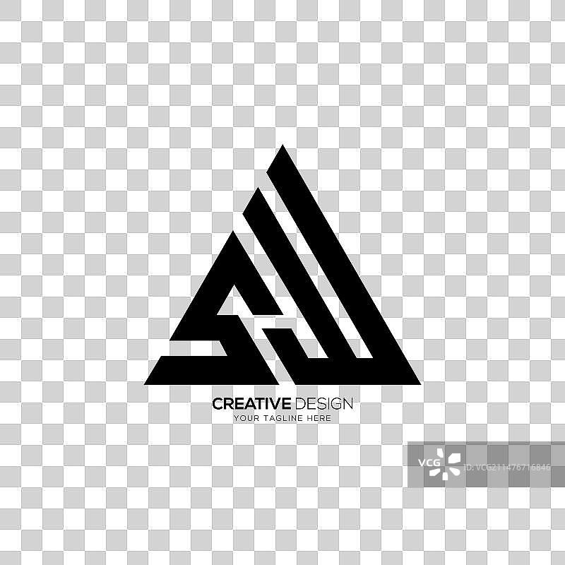 字母SW或WS三角形现代抽象标志图片素材