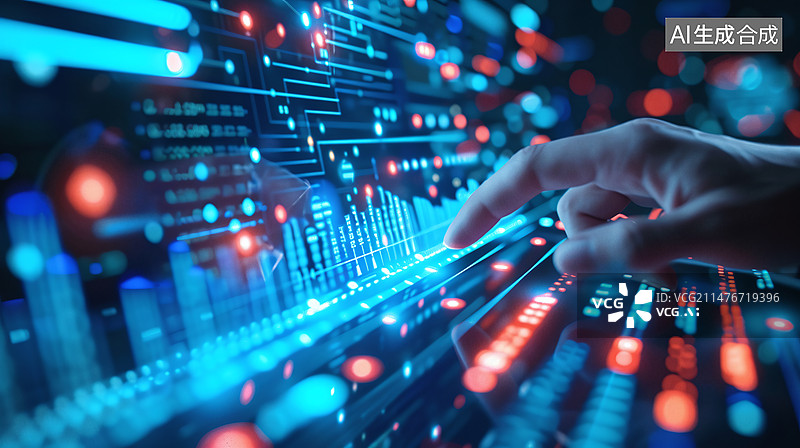 【AI数字艺术】一只手在操作数据面板图片素材