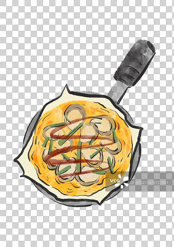 水墨风厦门美食插画元素-海蛎煎图片素材