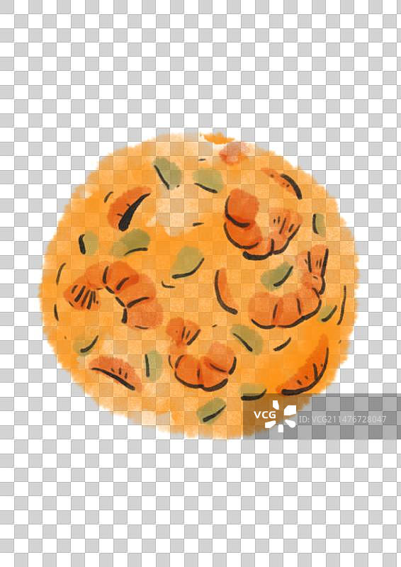 水墨风厦门美食插画元素-炸虾饼图片素材