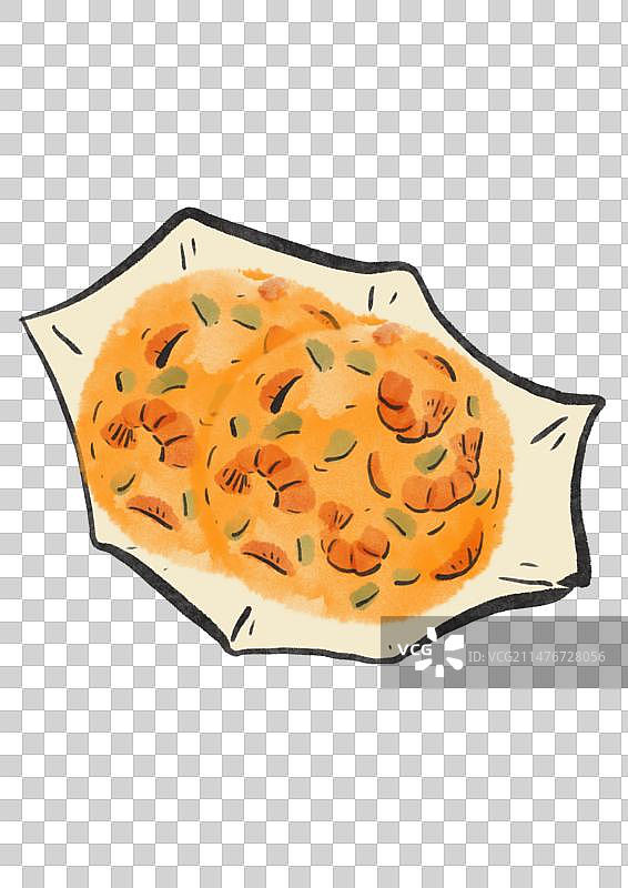 水墨风厦门美食插画元素-炸虾饼图片素材