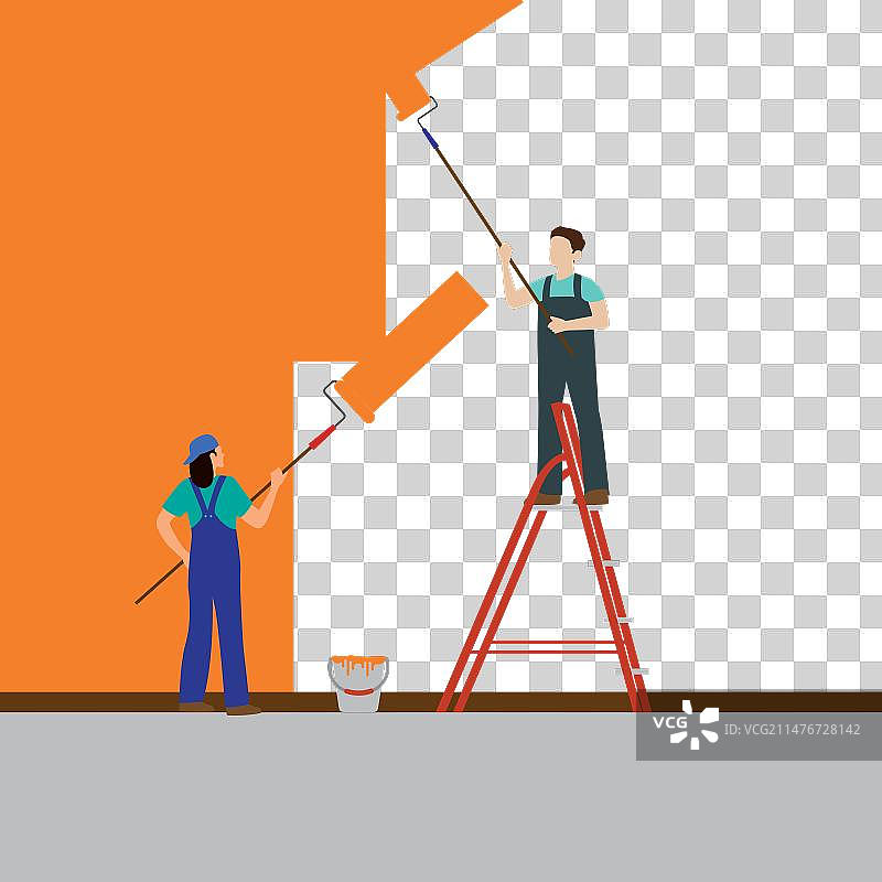 专业油漆工和装饰工绘画图片素材