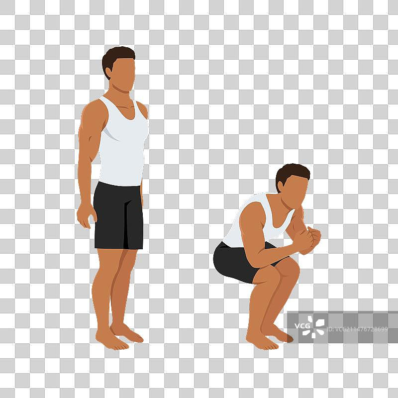 男人做窄距空气深蹲图片素材