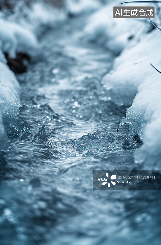 【AI数字艺术】冬季冰冻植物特写图片素材