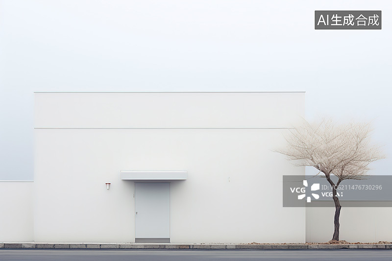 【AI数字艺术】晴空下的建筑低角度视图图片素材