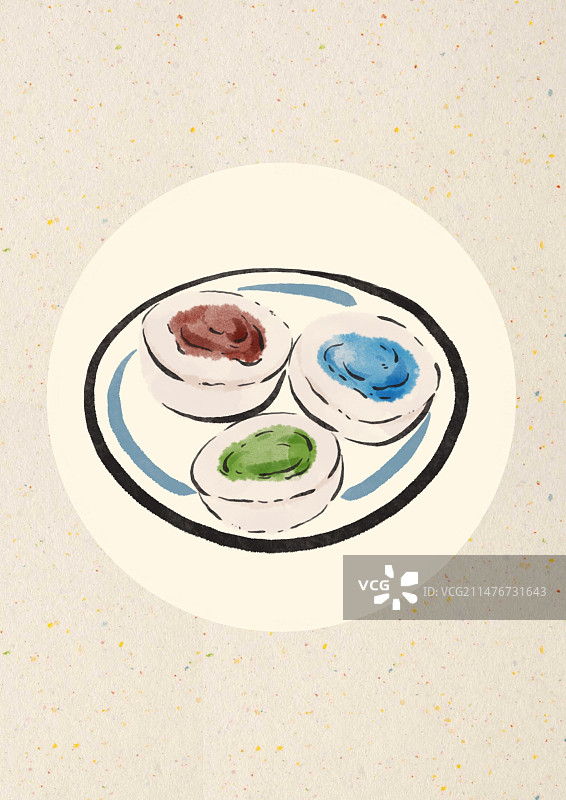 水墨风天津美食插画-熟梨糕图片素材