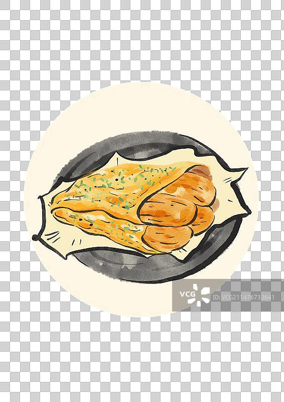 水墨天津美食插画元素-图片素材