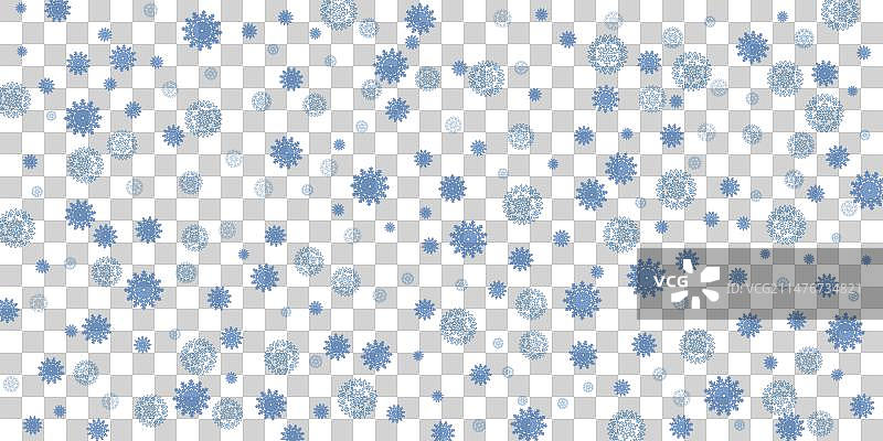 白色抽象背景上的蓝色雪花图片素材