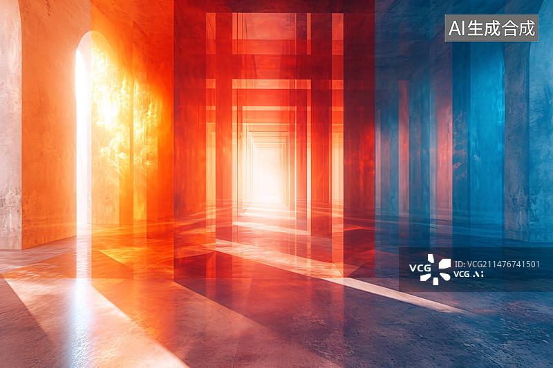 【AI数字艺术】渐变磨砂玻璃效果虚拟背景建筑图片素材