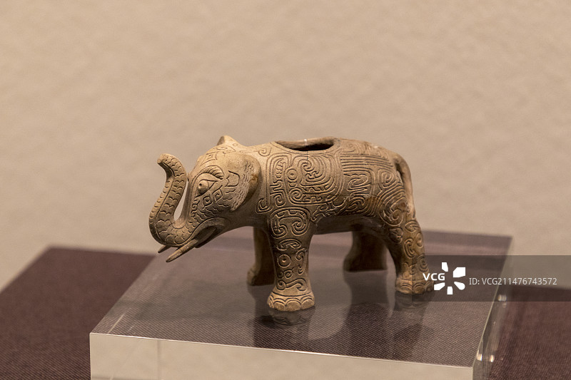 新乡市博物馆商代后期藏品白陶象尊，河南新乡凤泉区出土图片素材