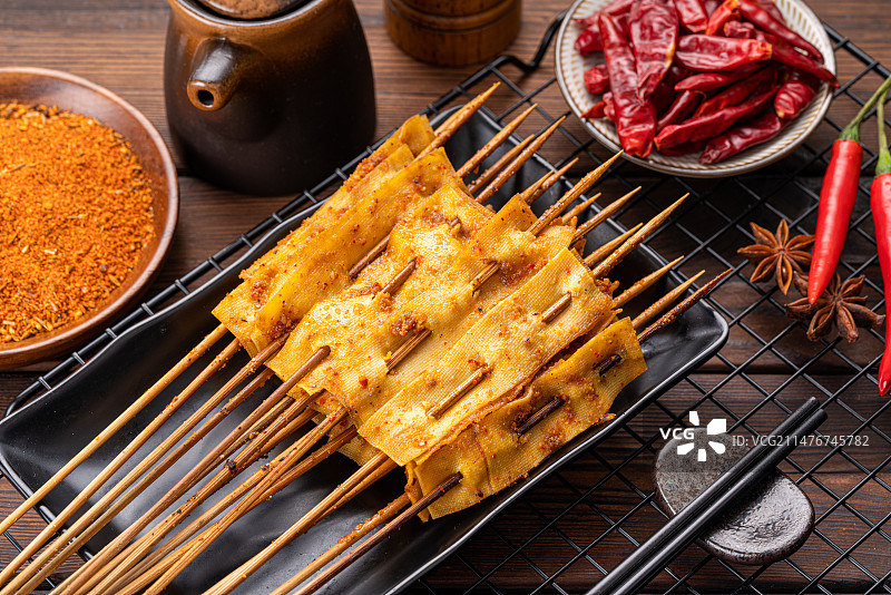 美味烧烤干豆腐串图片素材