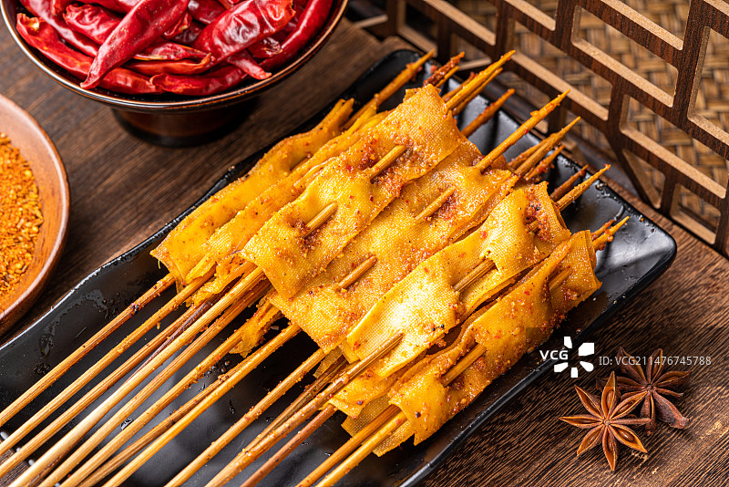 美味烧烤干豆腐串图片素材
