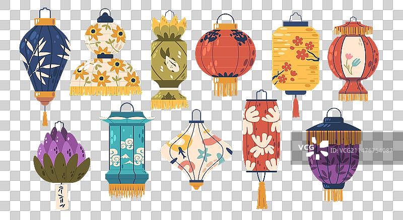 迷人的亚洲纸灯笼合奏图片素材