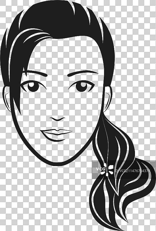 扎着马尾辫的女人头部图片素材