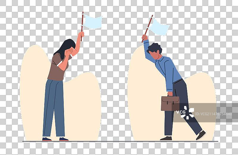 商人与女人举起白旗图片素材