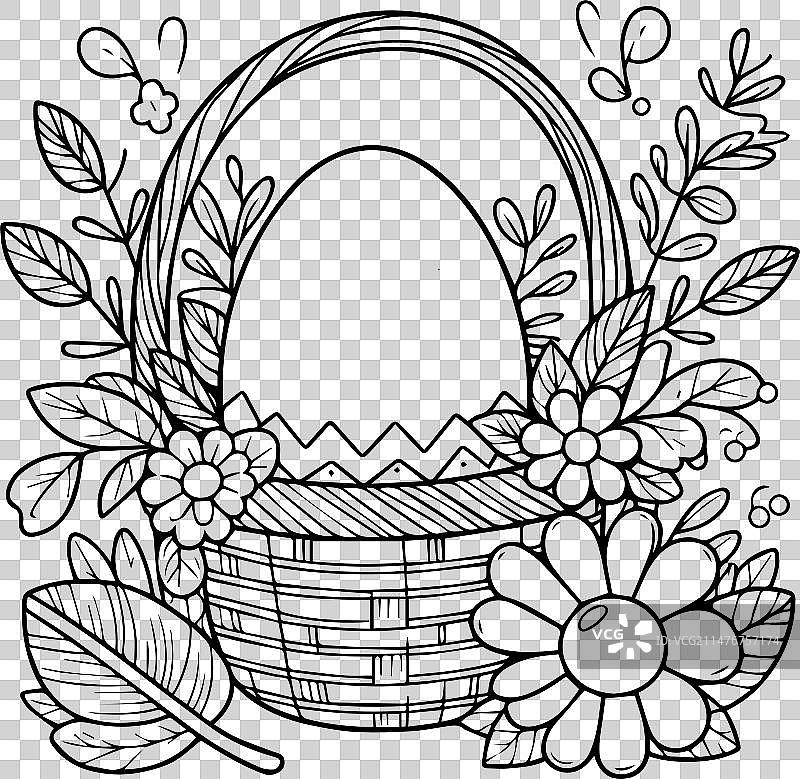 空白复活节彩蛋填色页剪裁图片素材