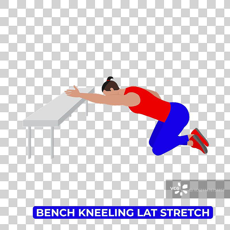 男人做长凳跪姿背阔肌伸展图片素材